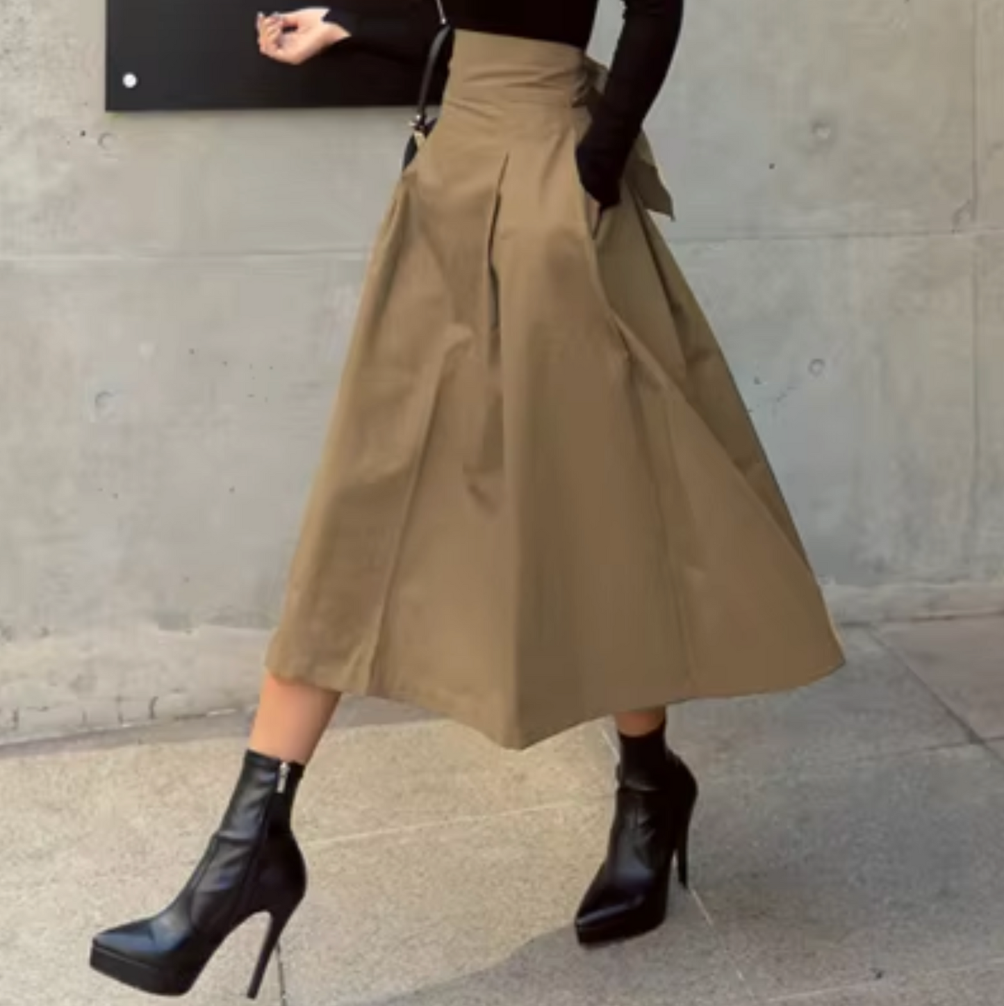 Eleganter Maxi-Rock Damen Kleid mit Schleife