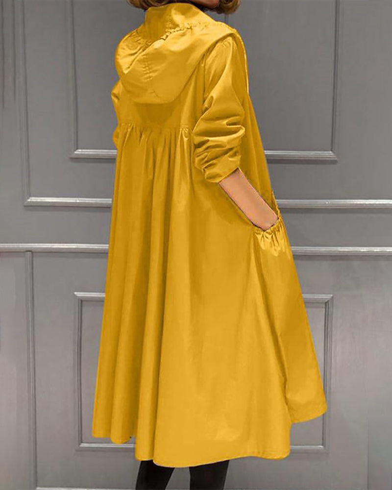 Modische Kapuzenjacke Mittellang Koreanischer Chic