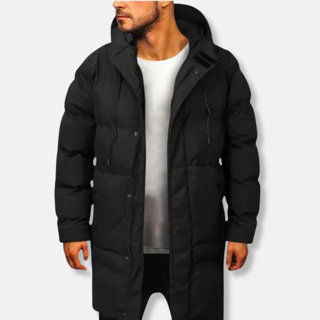 Warmes Winterkleid | Steppjacke mit Kapuze Knielang
