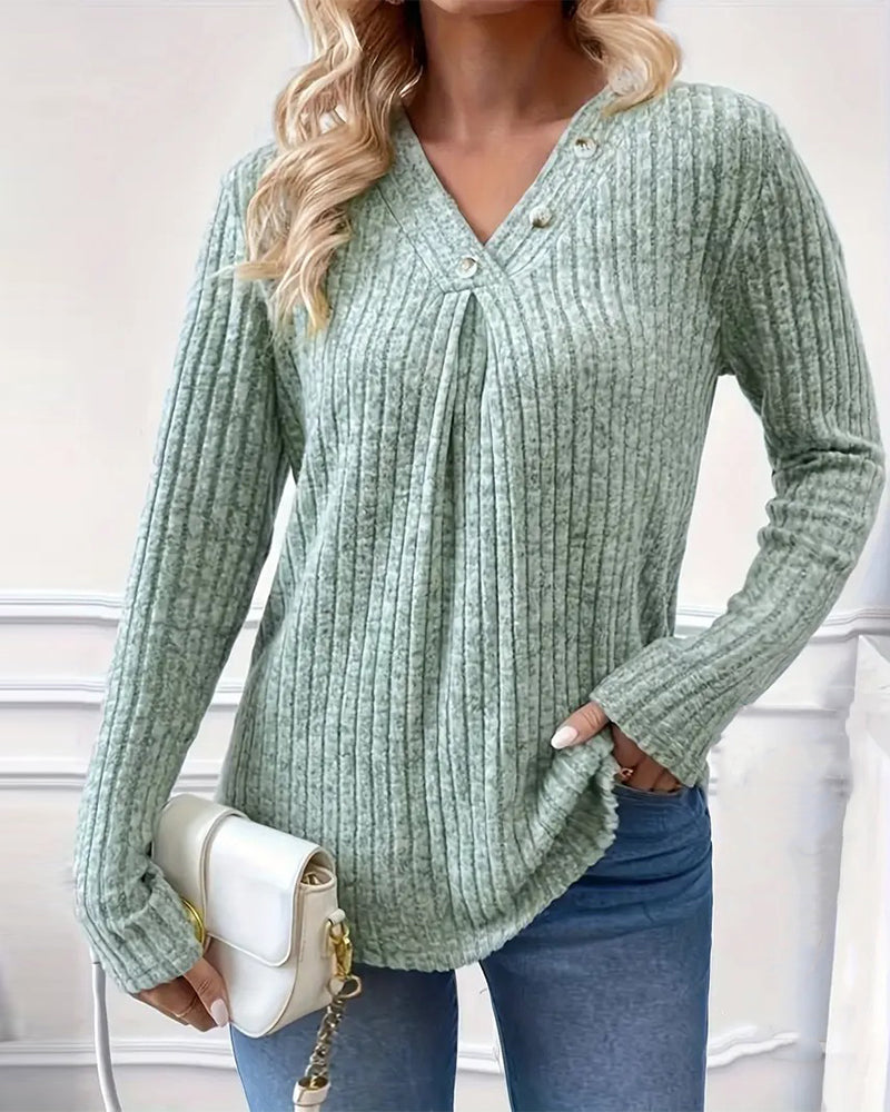 Elegante Damenbluse V-Ausschnitt Langarm - IdealeKleiden