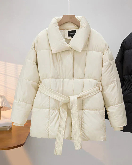 Lässige Wattierte Jacke Einfach Revers Design
