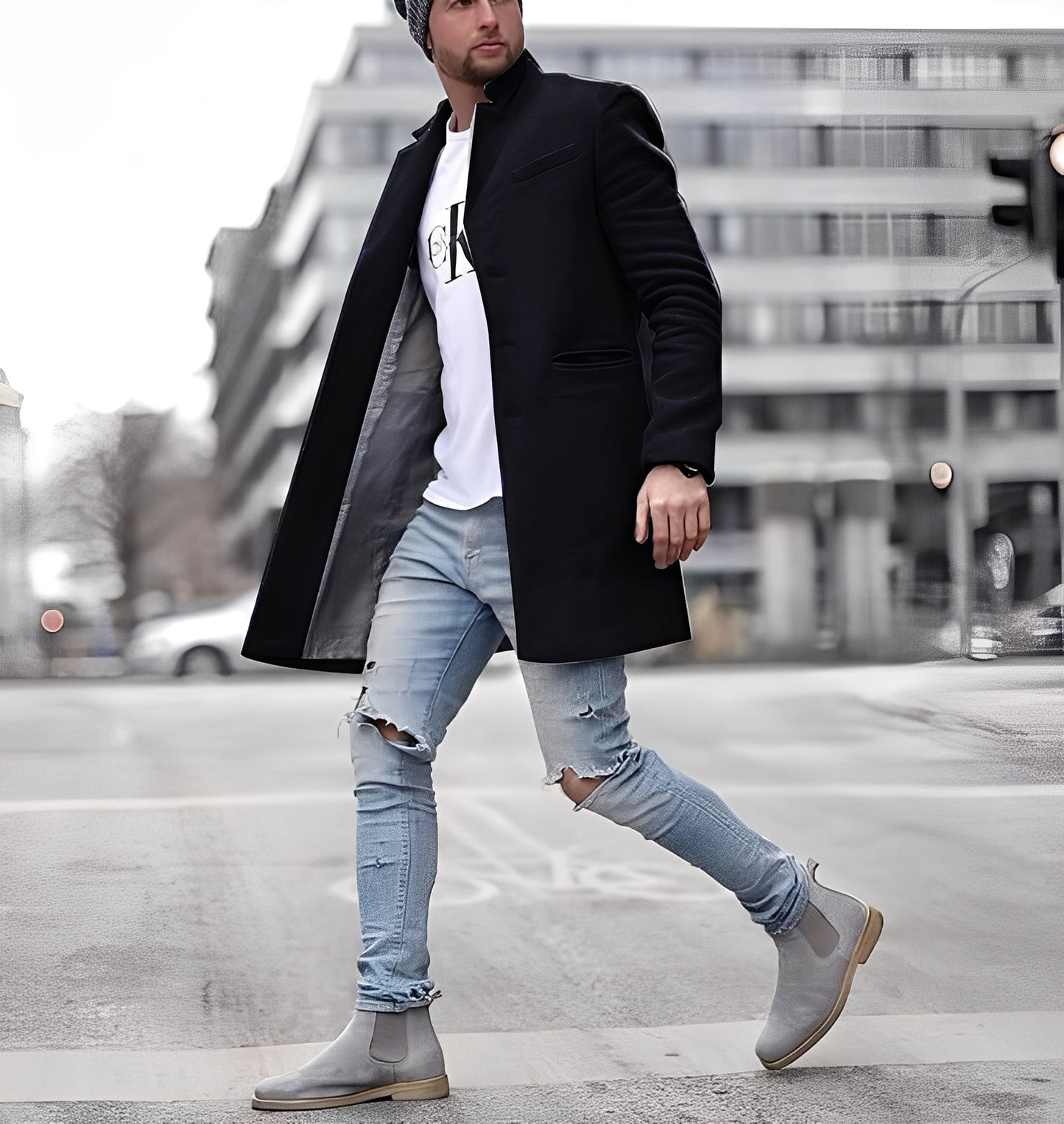 Stylisher Wollmantel Herren Lang