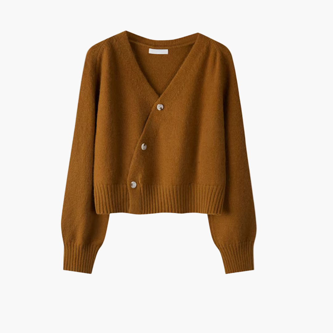 Stilvolle Strickjacke V-Ausschnitt Damen Cardigan Modern