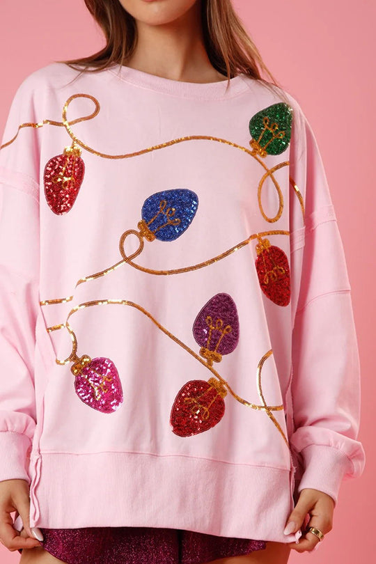 Weihnachtspullover Glitzer Pailletten Sweatshirt