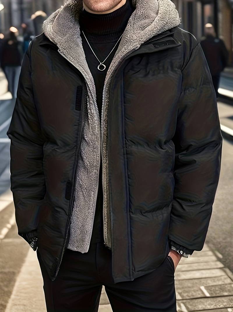 Herren Steppjacke Kapuze Warm Isoliert