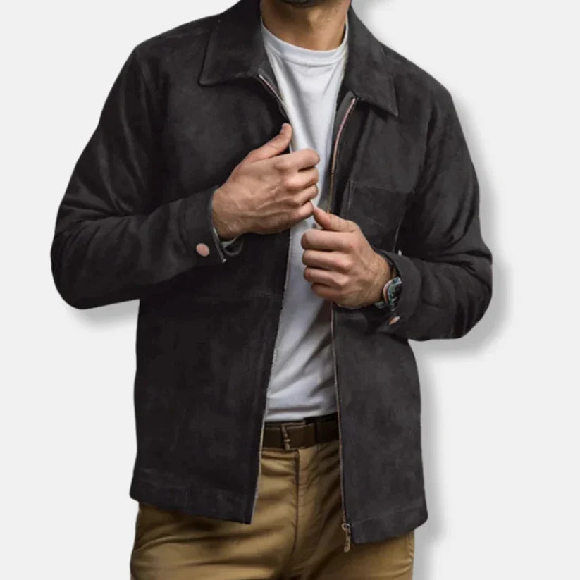 Emil - Slim Fit Lederjacke Modern Stehkragen