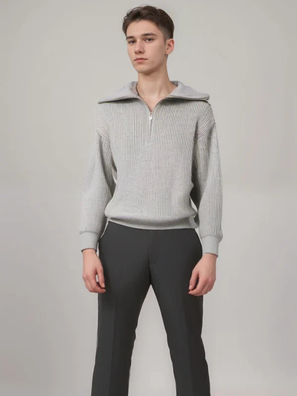 Gestreifter Pullover mit Reißverschluss Modern