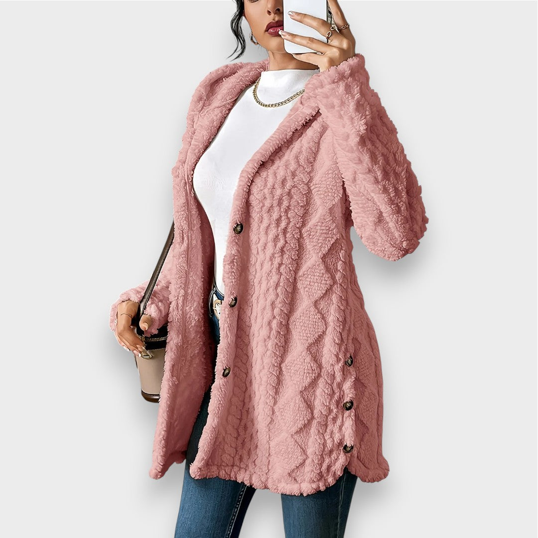 Weicher Plüsch Pullover Kapuzencardigan Damen