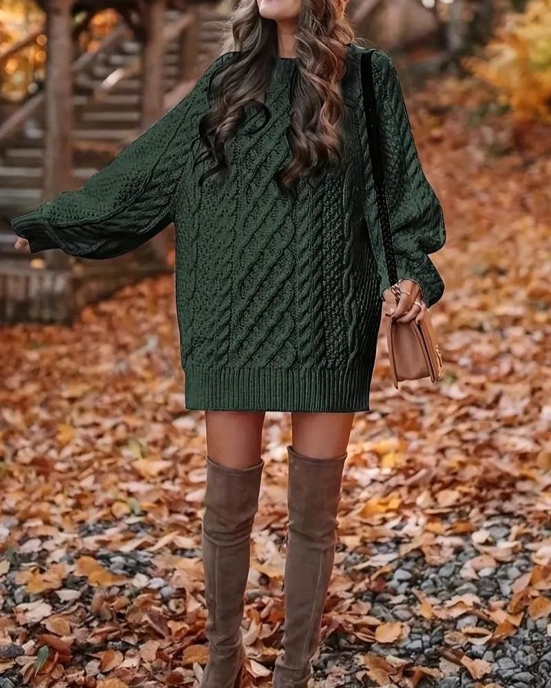 Kabelstrick Langarm Abendkleid Eleganz