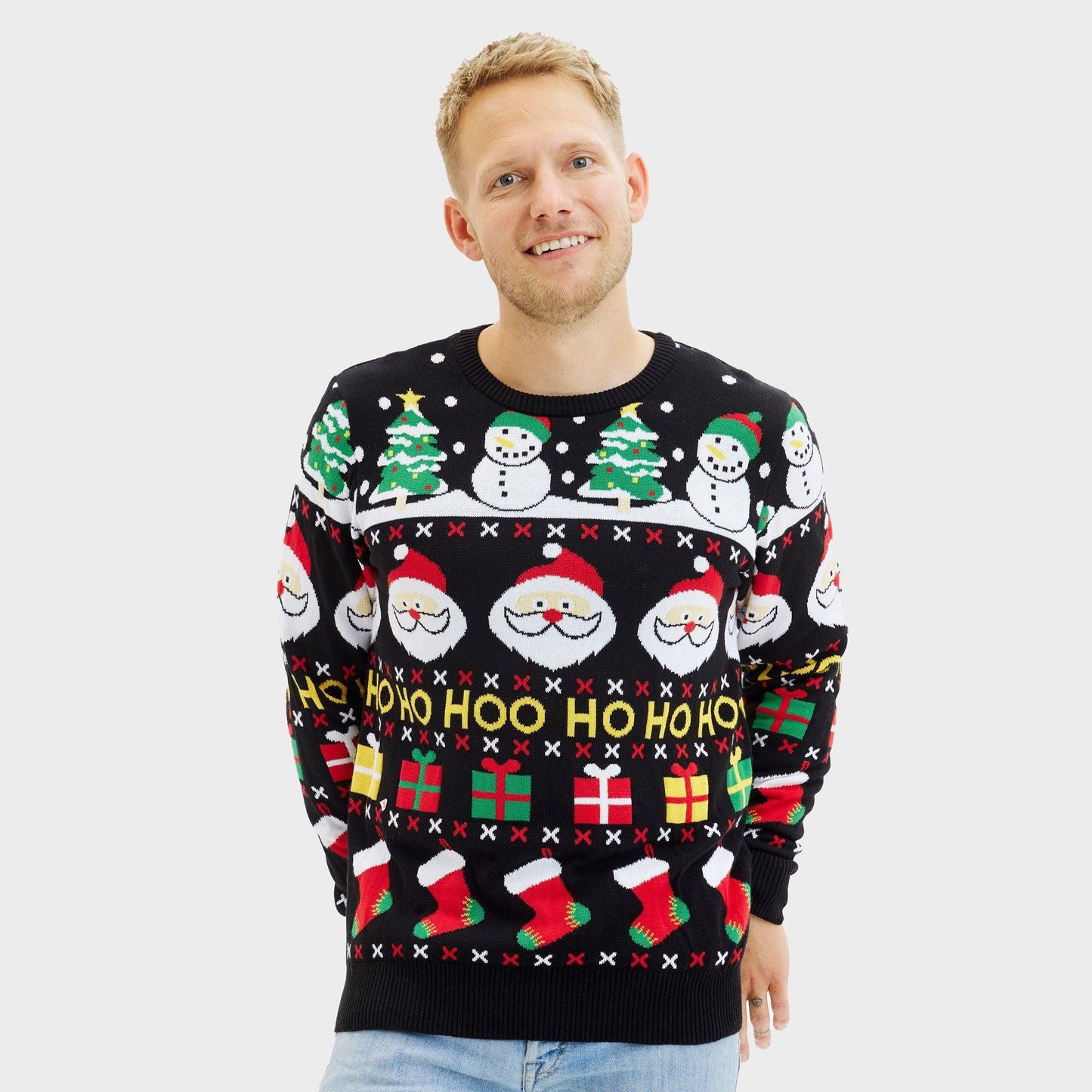 Weihnachtspullover Herren Fröhlich Rot - IdealeKleiden