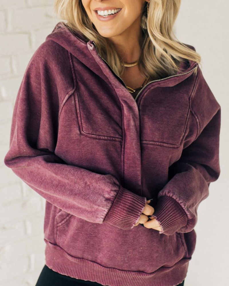 Modische Fleece-Hoodie Acid-Wash-Design