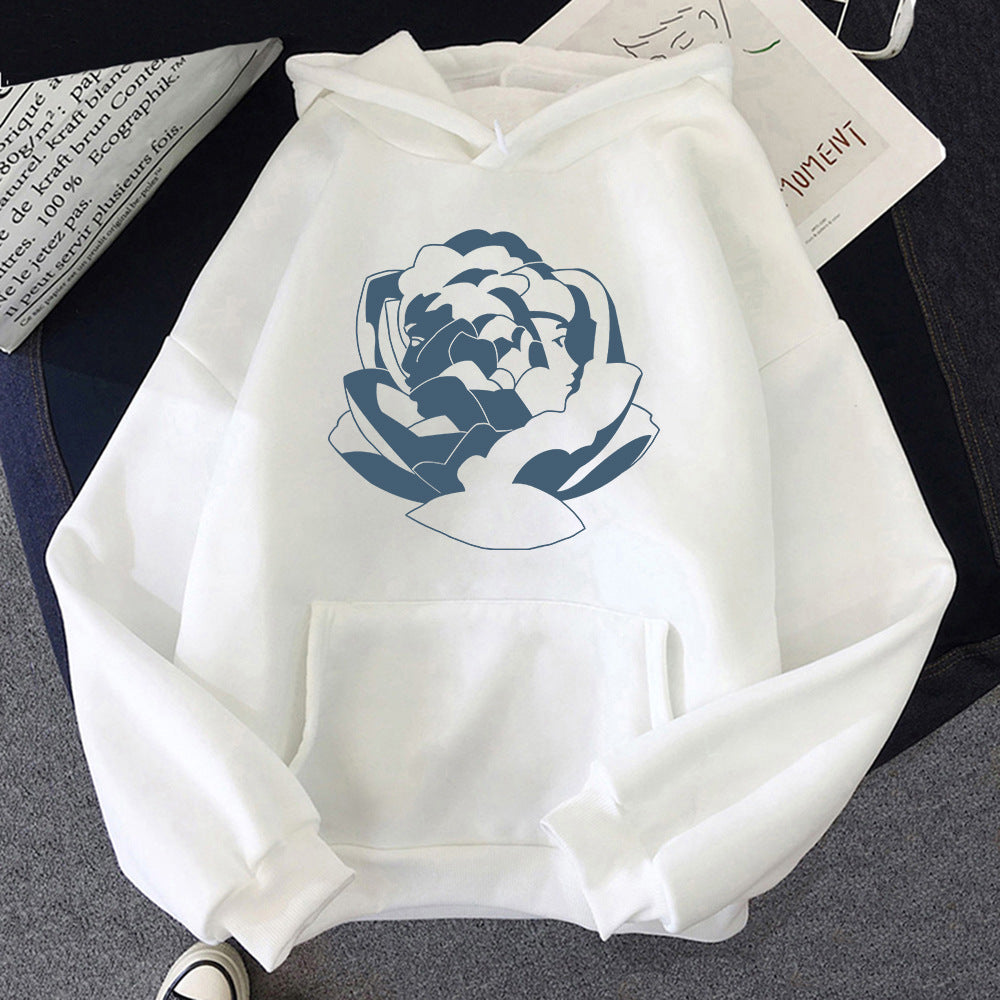 Große Kapuzenpullover Weich Baumwolle Trendy Grafikdruck