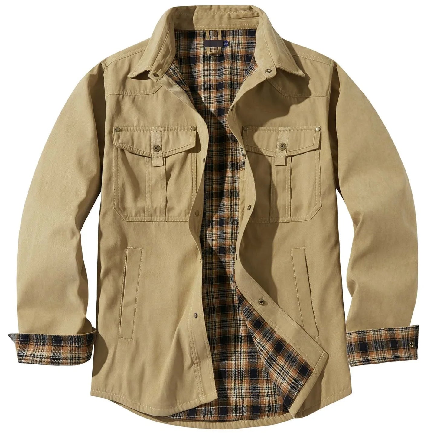 Große Größen Herrenjacke Flanell Karomuster Kapuze
