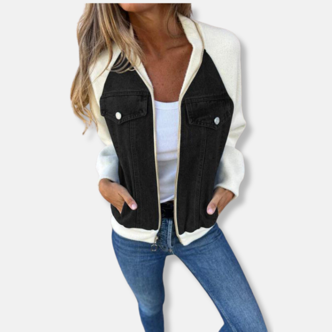 Bomberjacke Denim Style Reißverschluss Regular Fit