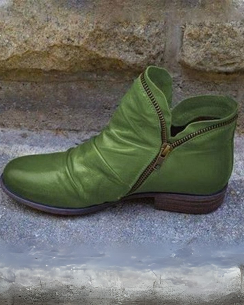 Stilvolle Lederstiefel Mit Reißverschluss