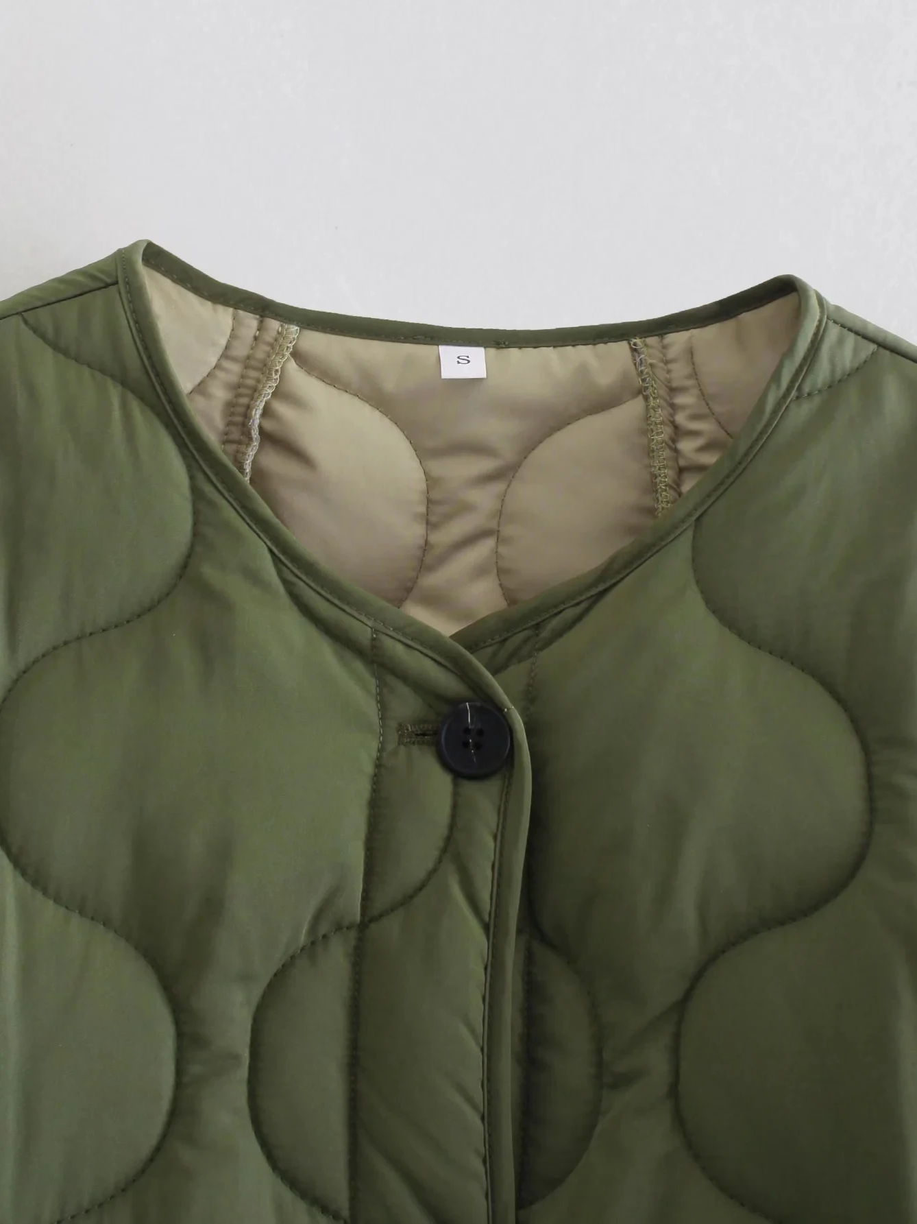 Olivgrüne Steppjacke Übergroß Trendy Herbst Winter - IdealeKleiden