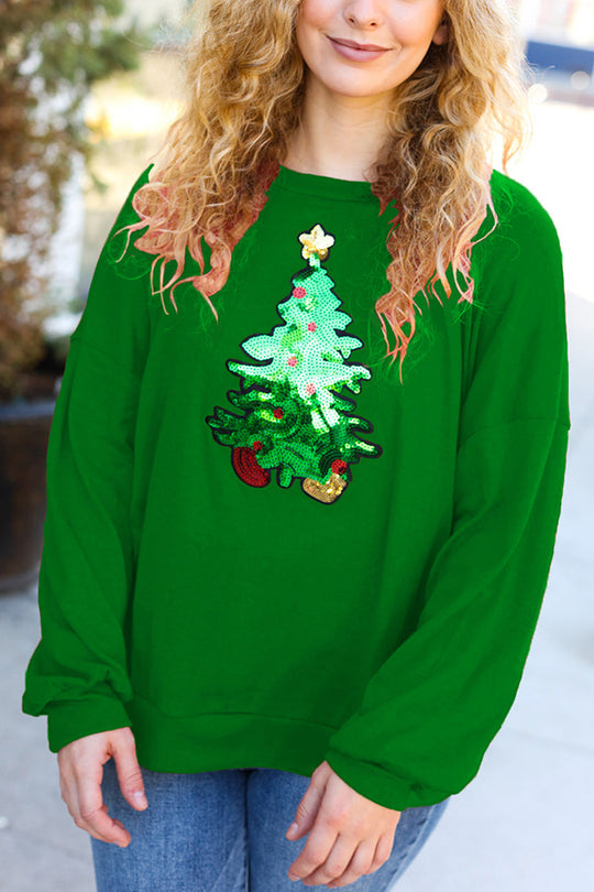 Weihnachtssweatshirt Feiertag Pailletten Relaxed