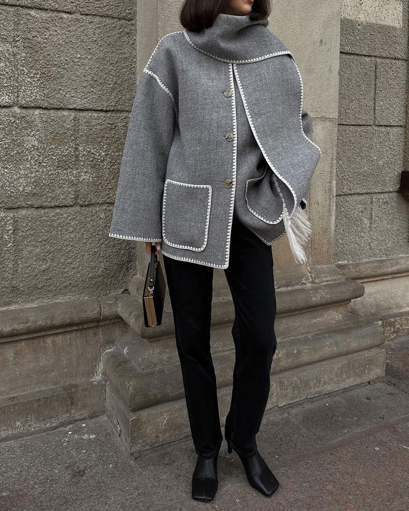 Klassischer Wollmantel Elegant Hepburn Stil Damencape