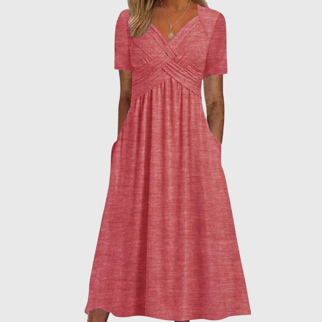 Frauen Maxikleid V-Ausschnitt Sommerkleid