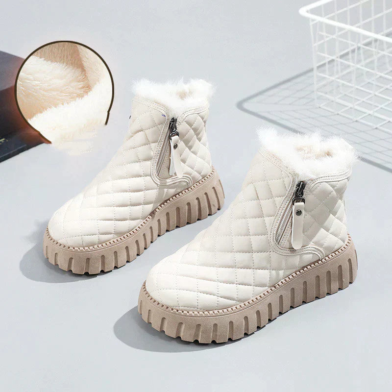 Damen Plateau-Stiefeletten Warm Bequem Reißverschluss