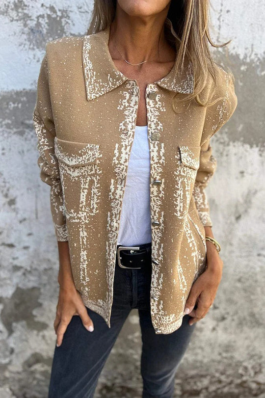 Lässige Lederjacke Mit Metallverschluss