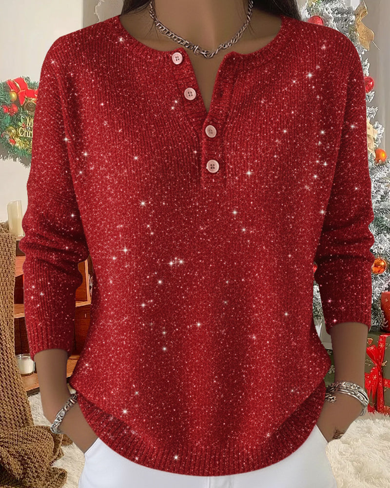 Damen Pullover Rundhals Knöpfe Eleganz - IdealeKleiden