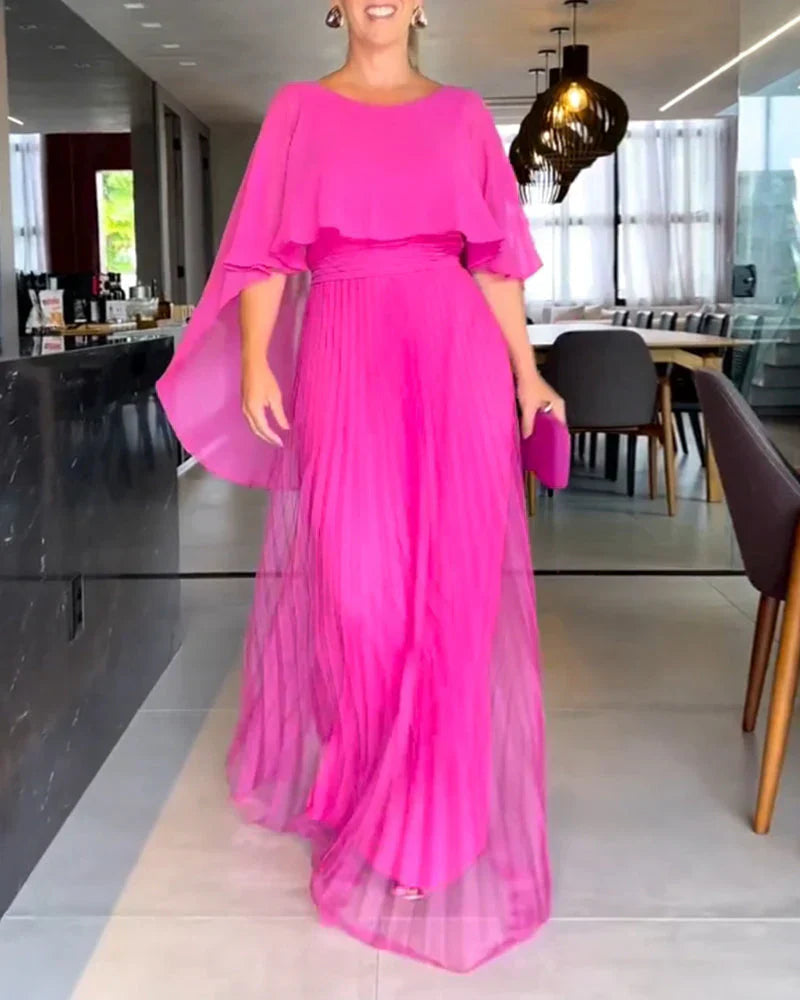 Elegantes Damen Kleid mit Cape Ärmeln Lang