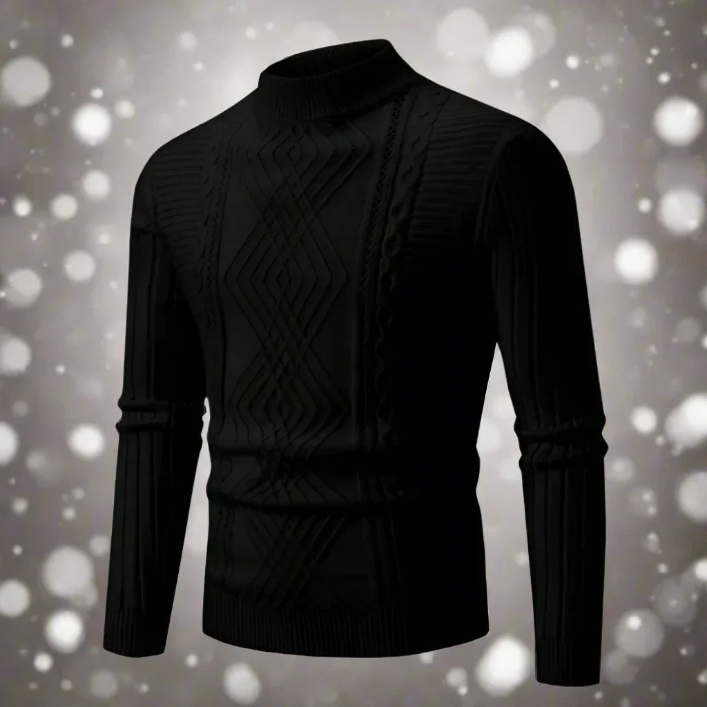 Warmes Rollkragen-Sweater Merino-Wolle Kabelmuster