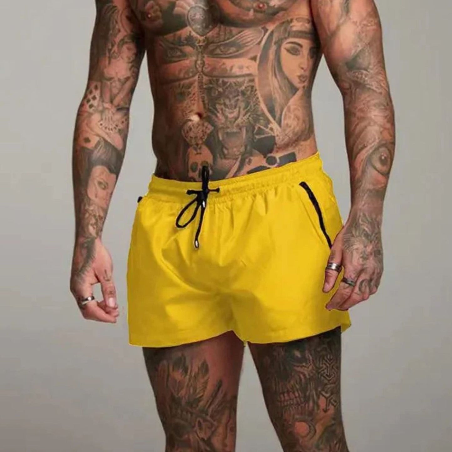 Herren Badeshorts Elastisch Mit Kordelzug