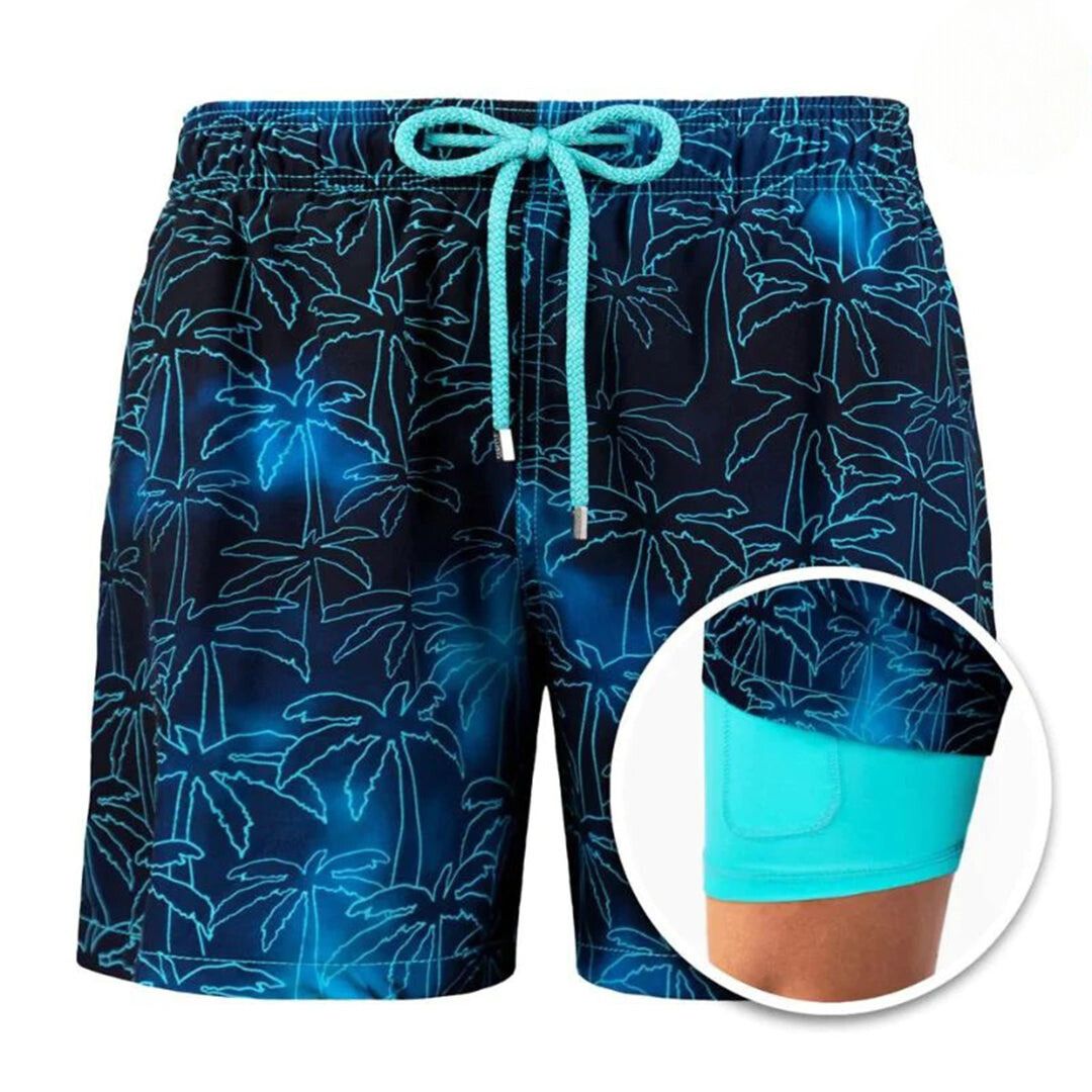 Elastische Badeshorts 2-in-1 Boardshorts