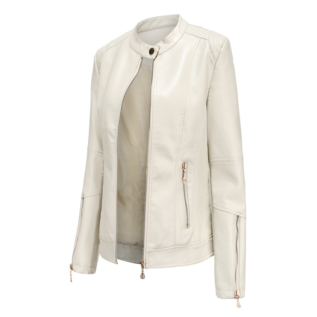 Herbst Lederjacke Frauen Stilvoll