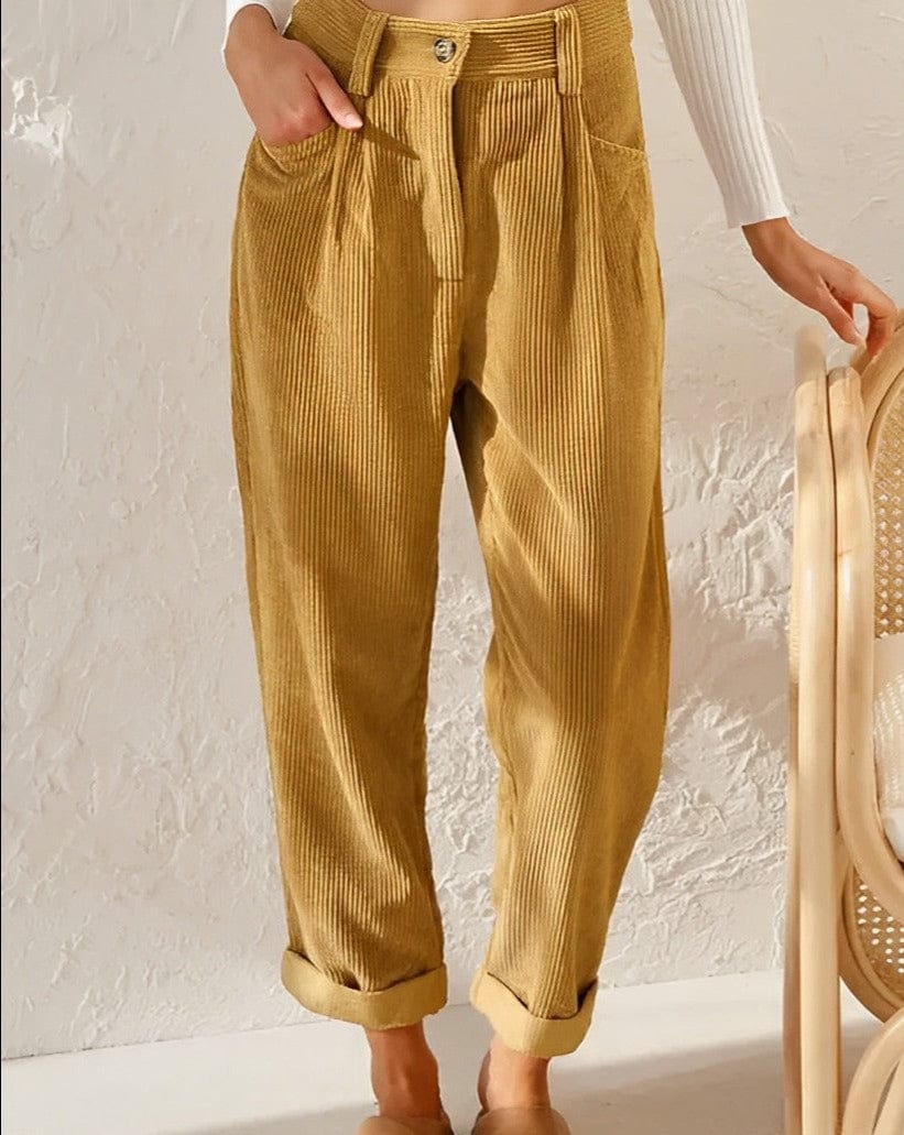 Elegante Damen-Hosen High-Waist Cord