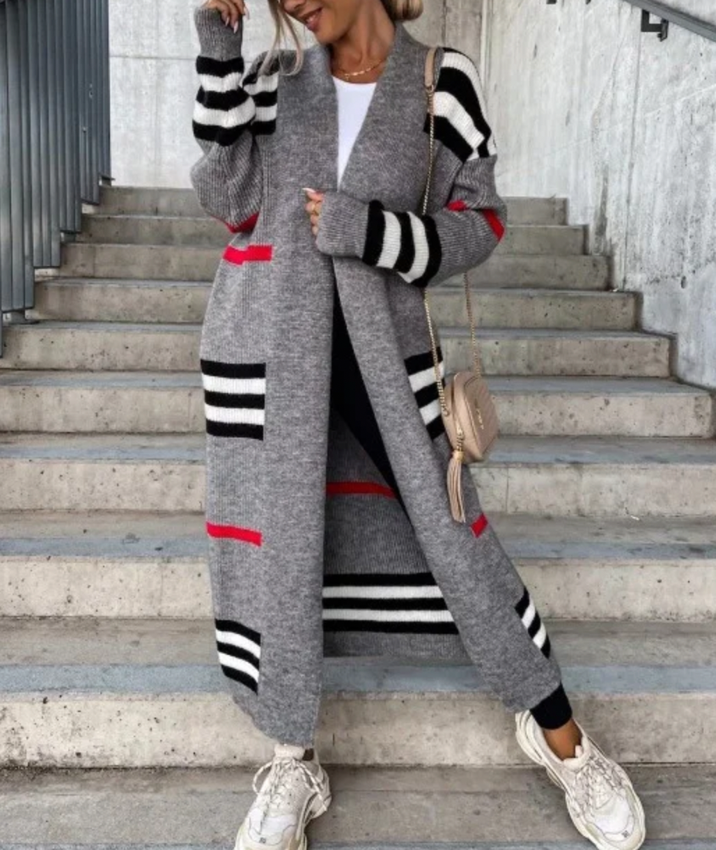 Stylischer Herbst-Cardigan Lang Mantel Damen
