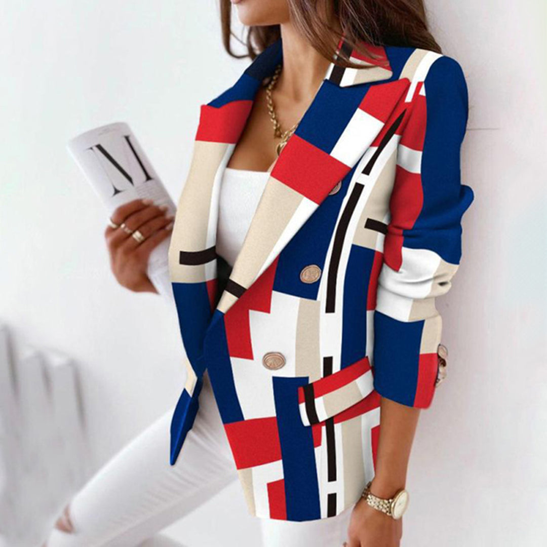 Eleganter Blazer Karo Muster Taillierte Form