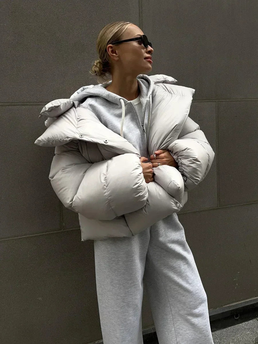 Damen Winterparka Oversized Kapuze Jacke