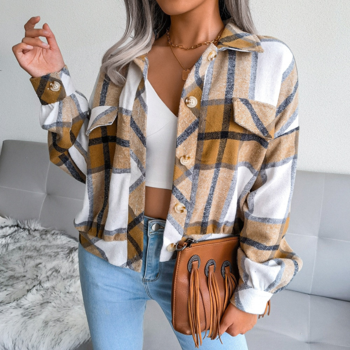 Damen Strickjacke Modern Geschnürt