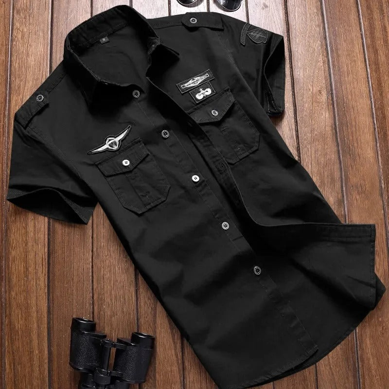 Herren Hemd Kurzarm Cargo Stil