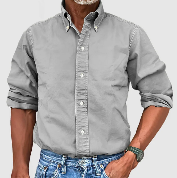 Herren Jeanshemd Langarm Mit Kragen Modern