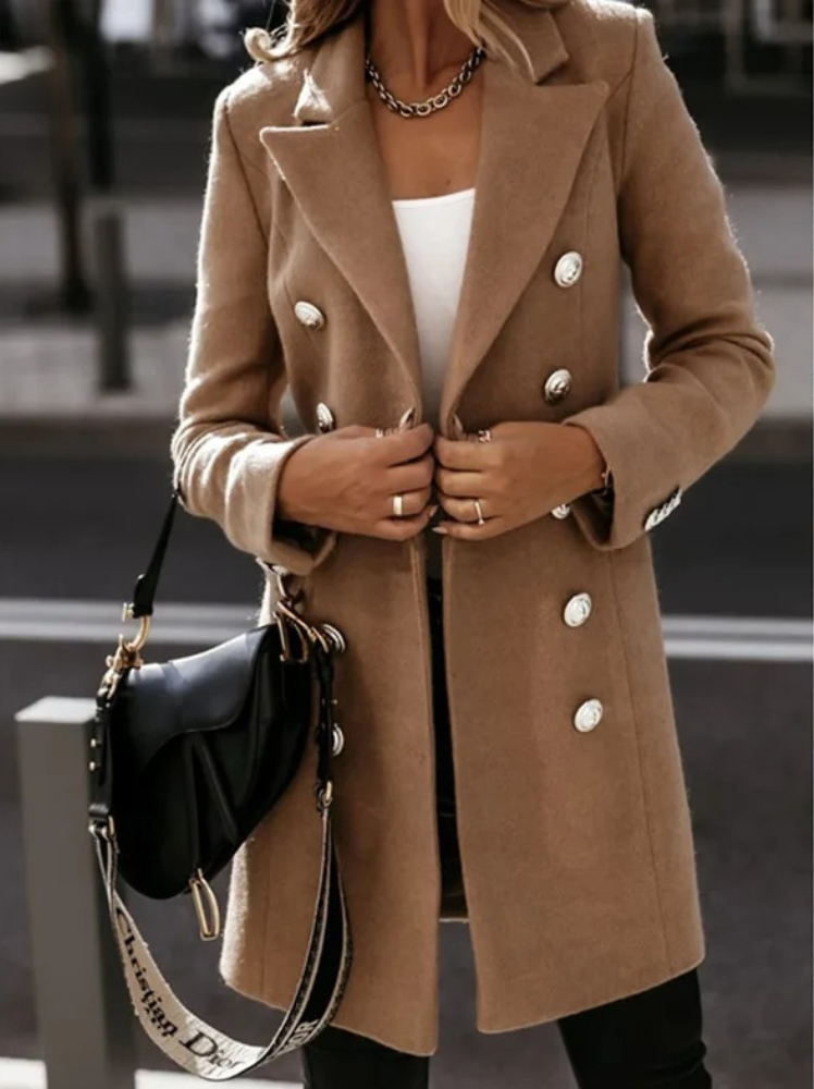 Eleganter Blazer Zweireiher Mittellang Luxus Qualität