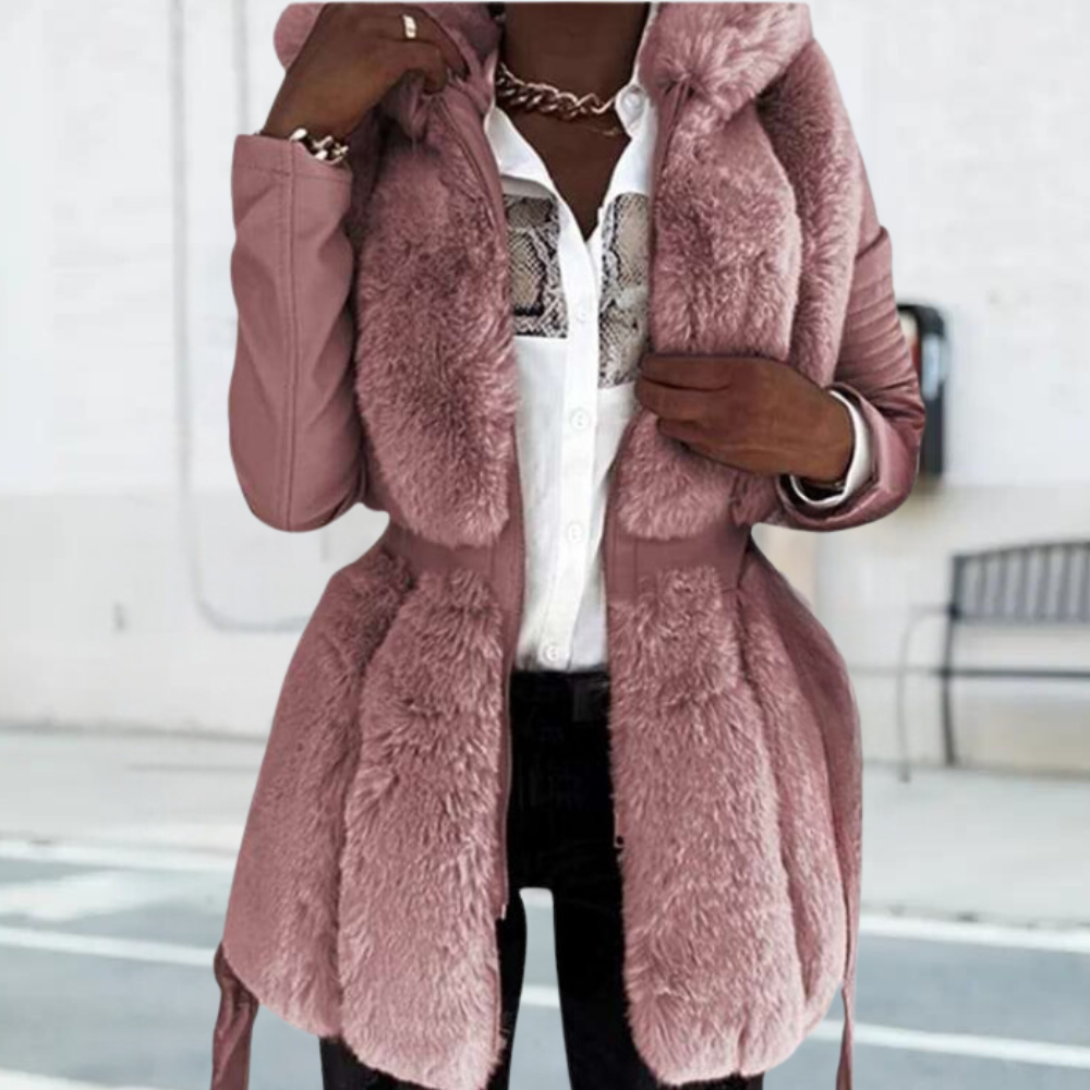 Elegante Frauenwinterjacke Kapuze Schwarz