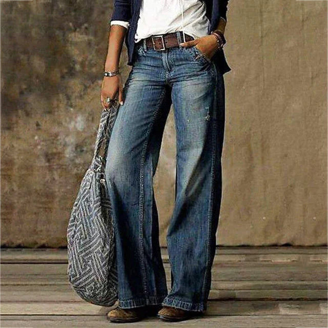 Weite Denimhose mit Komfort-Schnitt