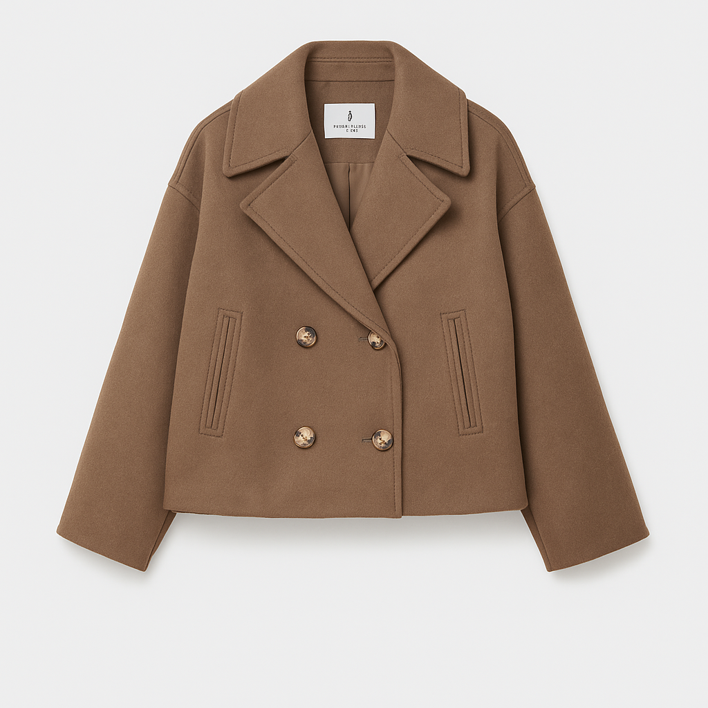 Damen Kurzmantel Elegant Doppelknopf Design