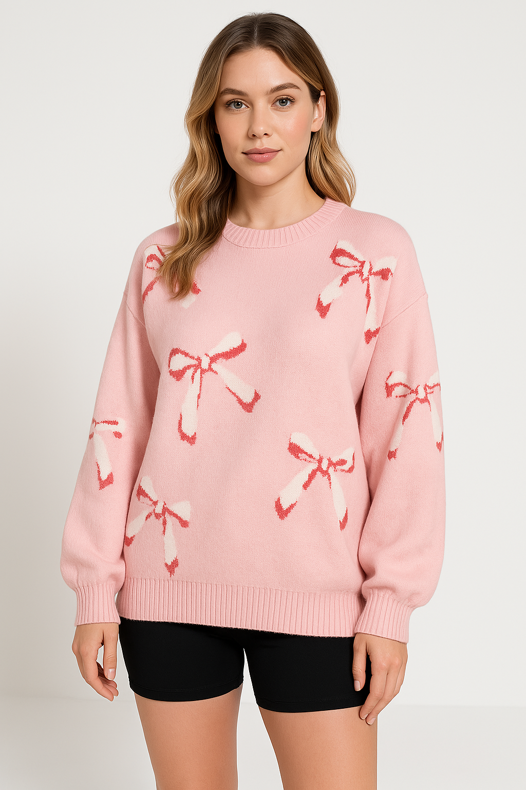 Große Pullover Damen Weich Wollig Rundhals