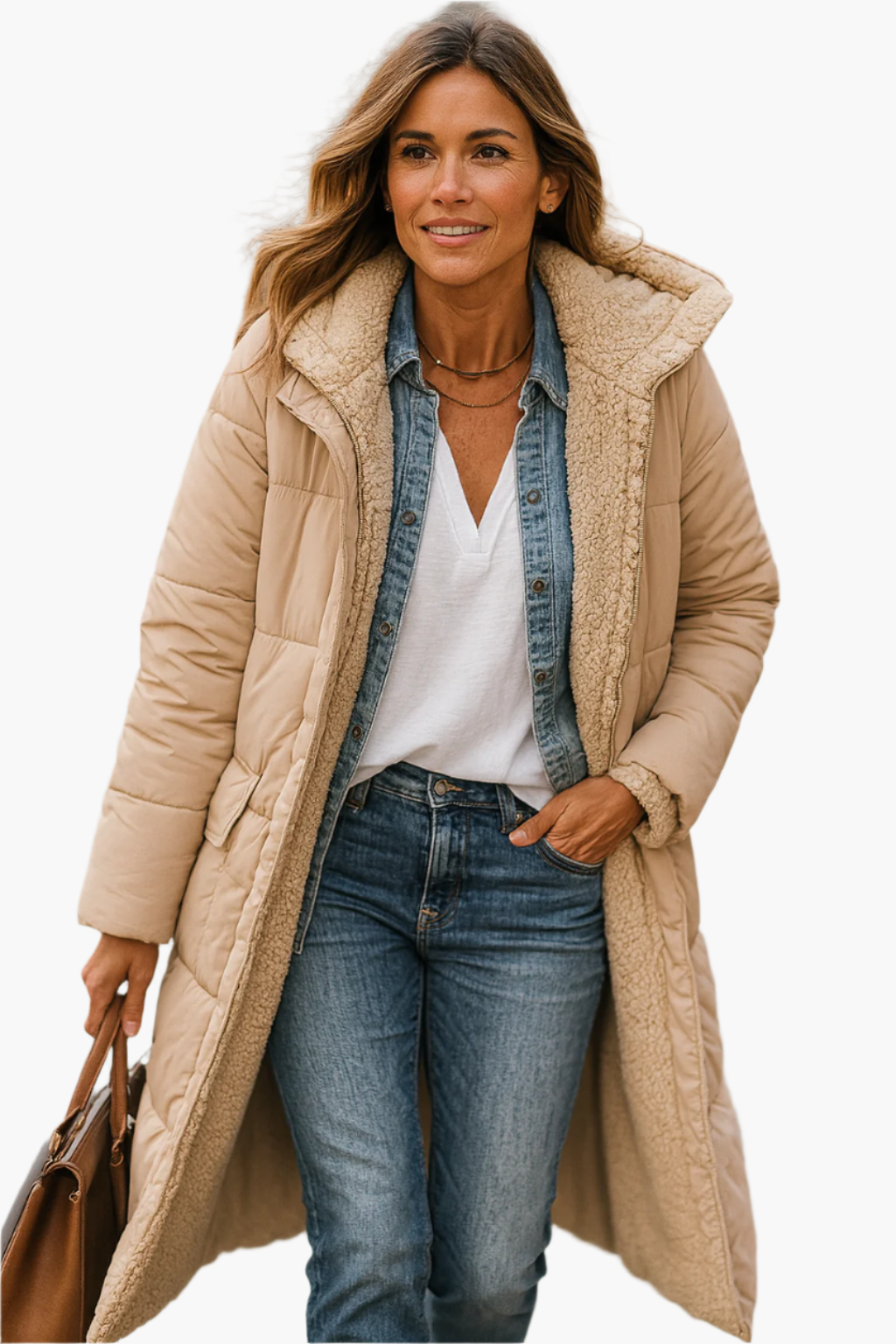 Damen Winterjacke Warm Kapuzenpuffer Elegant Lang