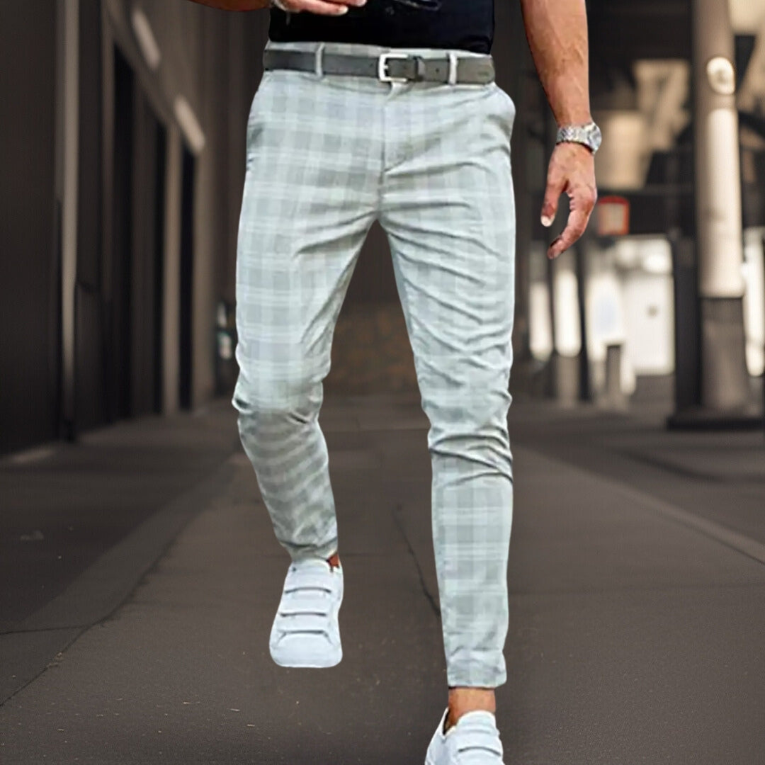 Elastische Herren Chino Hosen Kariert Stretch