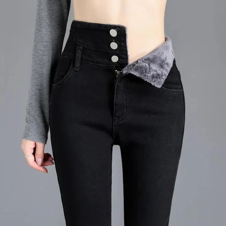 Weiche Fleece-Jeans Damen Röhrenjeans