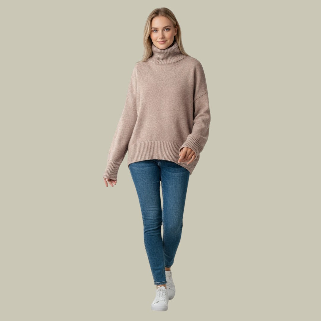 Weite Damen Pullover Winter Warm Rollkragen
