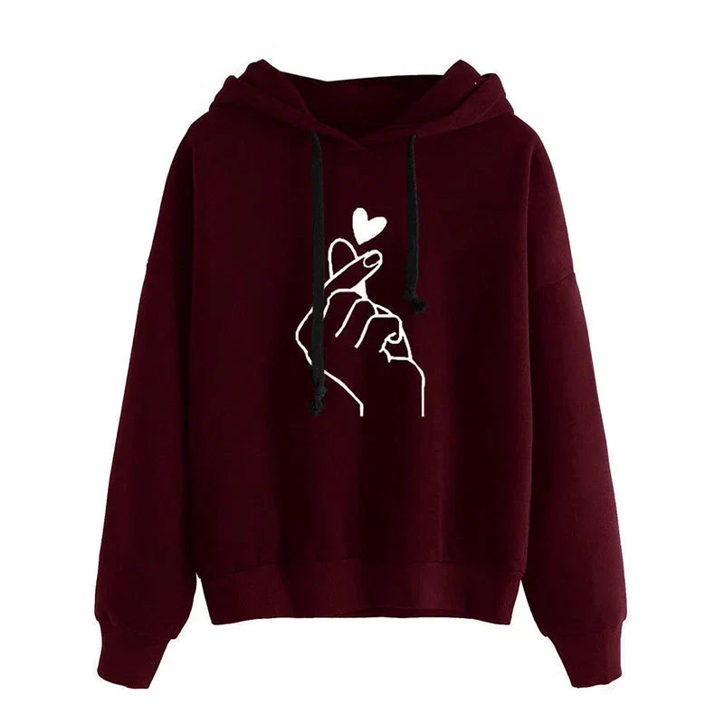Kuschel Hoodie Fleece Fingerherz Design