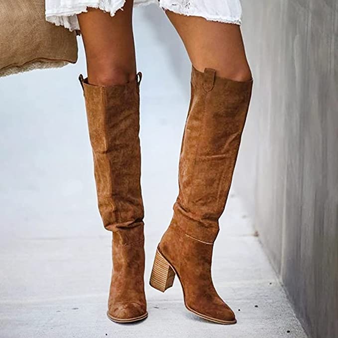 Kniehohe Damenstiefel Elegant Lederschaft