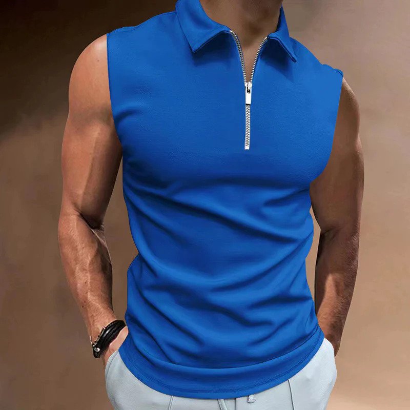 Herren Tanktop Modern Halbzipper Design